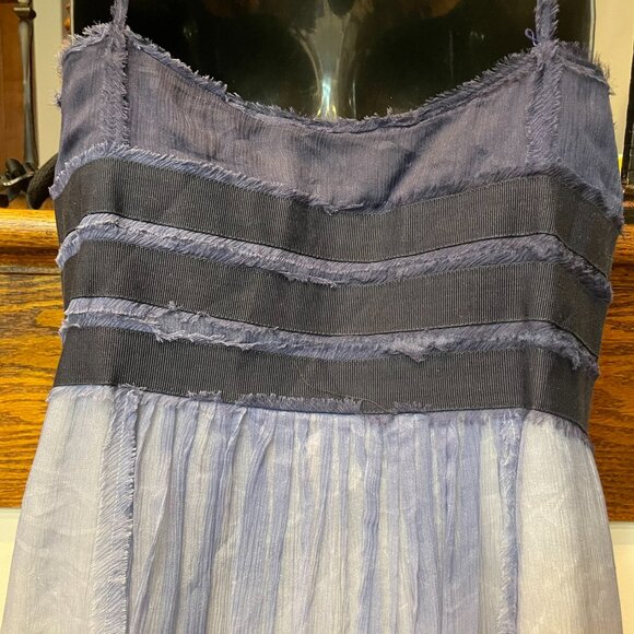 BOSS Hugo BOSS Women Sz 6 Silk Blue Floral Sweatheart Neck Strapless Dress - Picture 10 of 11